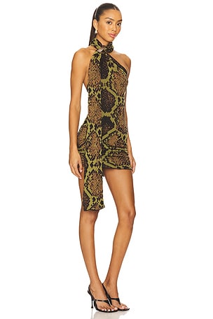 THE ATTICO Python Sleeveless Mini Dress in Green
