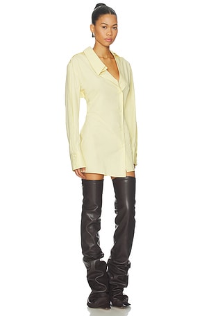 THE ATTICO Asymmetrical Shirt Mini Dress in Yellow