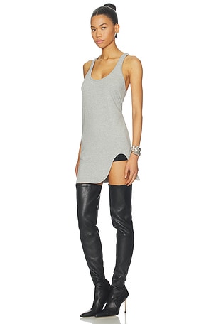 THE ATTICO Tank High Slit Mini Dress in Light Grey. Size 44. Also