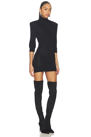 THE ATTICO Light Wool Mini Dress in Black