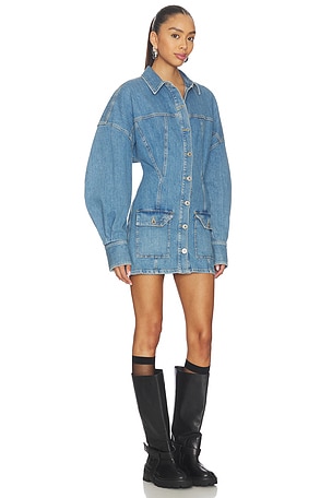 THE ATTICO Denim Shirt Mini Dress in Blue