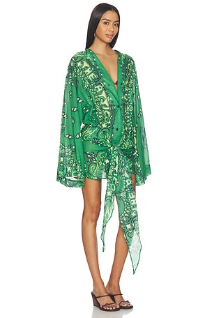THE ATTICO Cotton Wrap Dress in Green