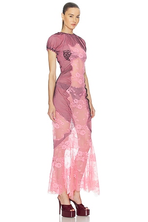 THE ATTICO Sheer Midi Dress in Pink