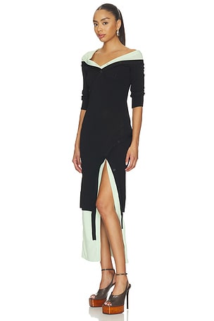 THE ATTICO Asymmetric Midi Dress in Black