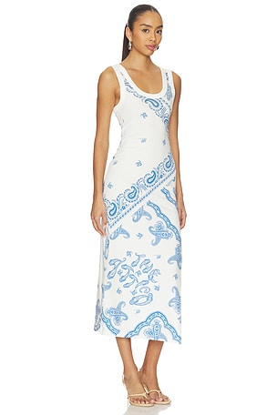 THE ATTICO Paisley Midi Dress in Blue