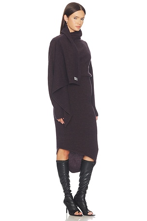 THE ATTICO Scarf Midi Dress in Brown