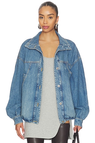 THE ATTICO Denim Bomber Jacket in Blue