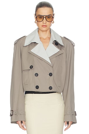 THE ATTICO Trench Bomber Jacket in Taupe