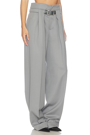 THE ATTICO Long Belted Pant in Grey