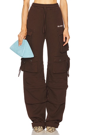 THE ATTICO Fleece Long Pant in Brown