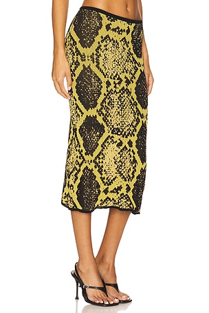 THE ATTICO Python Midi Skirt in Yellow,Black. Size 40. Also