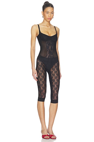 THE ATTICO Lace Overall Catsuit in Black