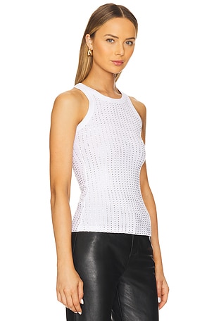 THE ATTICO Hotfixed Crystal Tank Top in White
