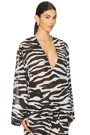 THE ATTICO Zebra Printed Top in White,Black