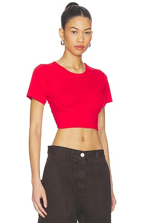 THE ATTICO Cropped T-Shirt in Red
