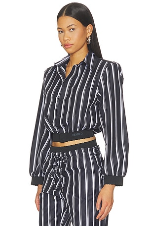 THE ATTICO Striped Poplin Shirt in Navy