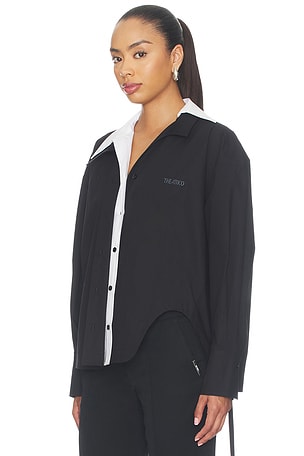 THE ATTICO Oversized Contrast Shirt in Black