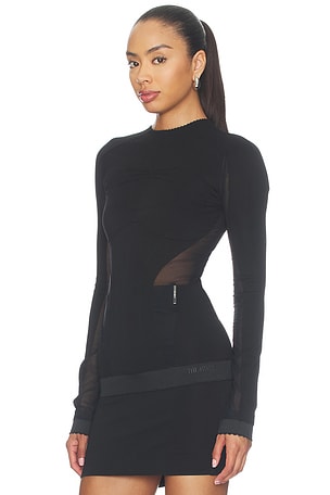 THE ATTICO Ponte Jersey Top in Black