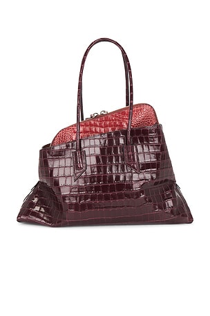 THE ATTICO La Passeggiata Medium Top Handle Bag in Burgundy