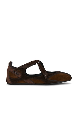 THE ATTICO Floor01 Ballerina Flat in Brown. Size 40. Also