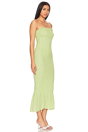 Apres Studio Ruched Strapless Dress in Green