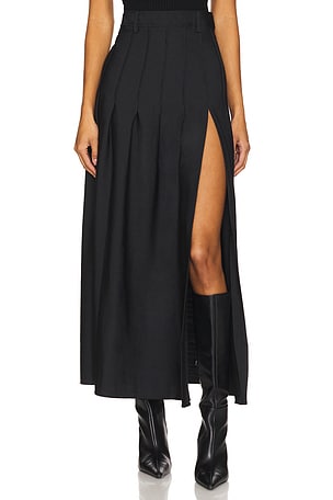 Pleated Wool Maxi Skirt Apres Studio