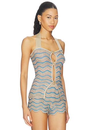AZULU Amari Top in Blue,Beige