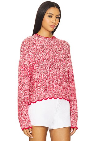 Autumn Cashmere Tipped Ladder Stitch Crew Top en Rouge