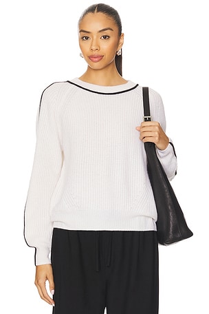 Shaker Crew Sweater With Contrast Piping Autumn Cashmere