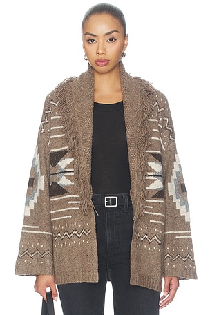 Southwest Fringed Shawl Collar Throw Autumn Cashmere