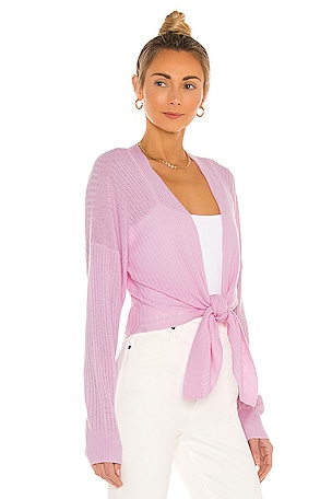 Autumn Cashmere X REVOLVE Tie Front Rib Cardigan in Pink