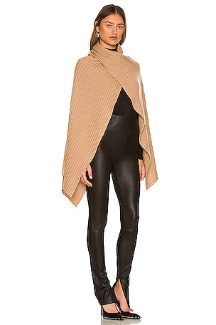 Autumn Cashmere Hybrid Rib Cape in Tan