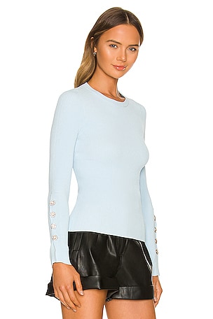 Autumn Cashmere Rib Long Sleeve Crew Sweater in Baby Blue