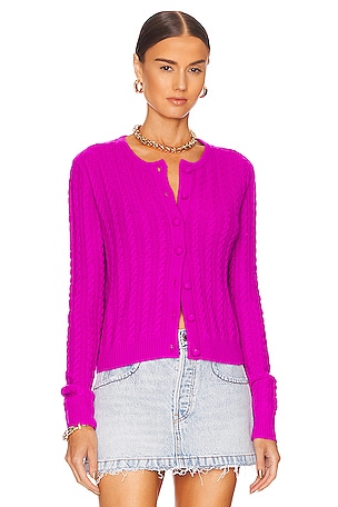Autumn Cashmere Vintage Cable Cardigan in Fuchsia REVOLVE