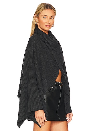 Autumn Cashmere Hybrid Rib Cape in Grey