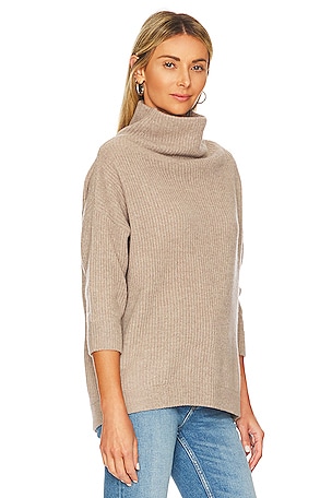 Autumn Cashmere Funnel Neck Sweater in Taupe