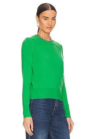 Autumn Cashmere Cropped Reversed Seams Crewneck in Green