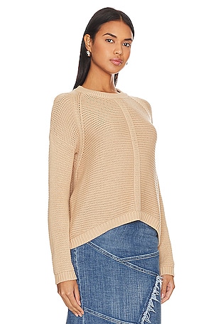 Autumn Cashmere Open Stitch Crew Neck in Tan