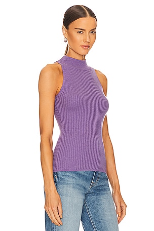 Autumn Cashmere Rib Mock Halter in Lavender