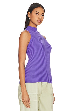 Autumn Cashmere Rib Mock Halter in Purple