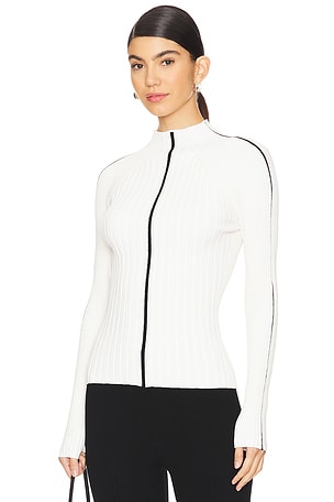 Rib Funnel Neck Top With Contrast Details Autumn Cashmere