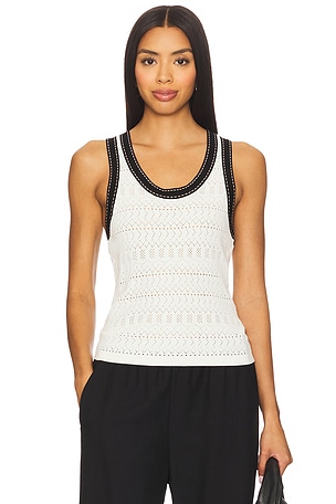 Pointelle Racer Back Tank Top With Saddle Stitching Autumn Cashmere