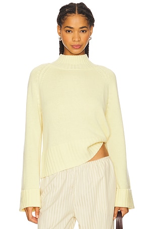 6-ply Cuffed Solid Boxy Mock Neck Top Autumn Cashmere