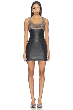 Tailored Leather Dress With Faux Fur Alexander Wang