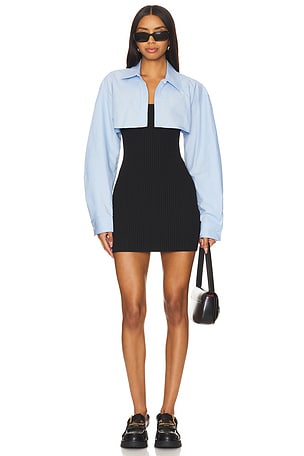 Ribbed Cami Dress With Cropped Button Up Long Sleeve Shirt Alexander Wang