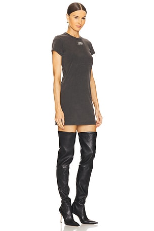 Alexander Wang Shrunken Tee Mini Dress With Blade Logo in Charcoal