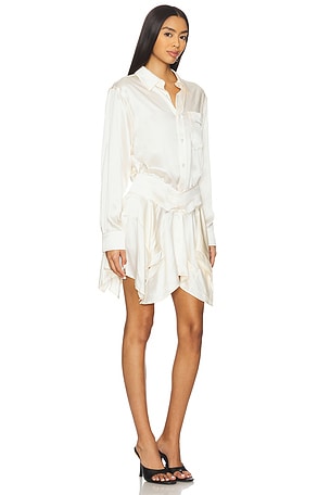 Alexander Wang Cut Off Double Shirt Dress in Ivory. Size 6. Also