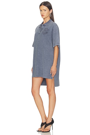 Alexander Wang Oversized High Low Polo Mini Dress in Slate