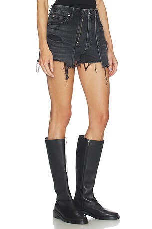 Alexander Wang Distressed Double Layer Skort in Charcoal