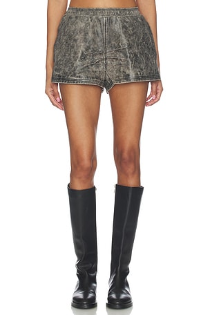 Mid Rise Leather Mini Short Alexander Wang